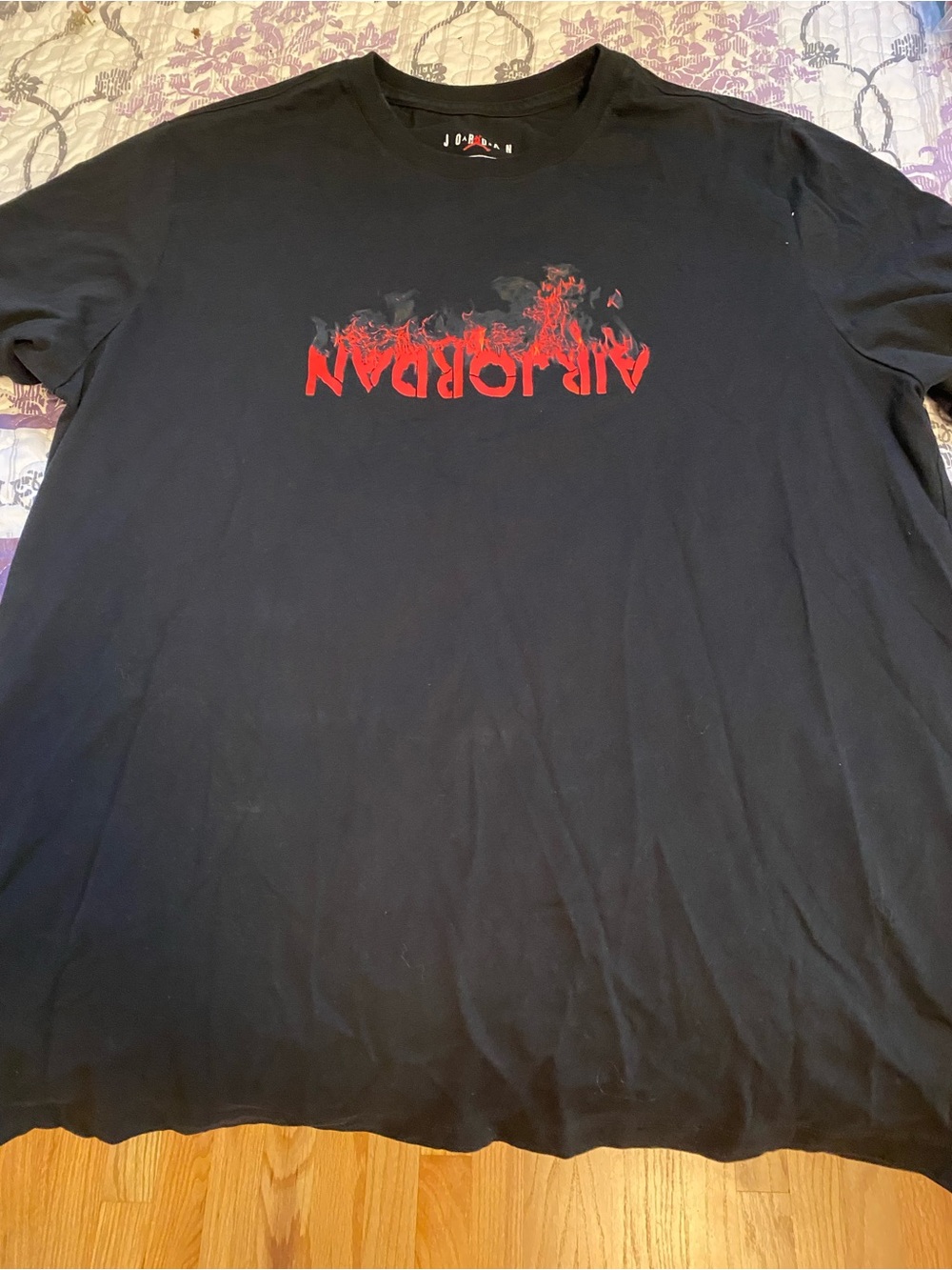 Jordan Black Short-Sleeve Tee with Red Flame 'AIR JORDAN' Logo